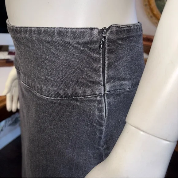 CROSSING POINTE SZ 8 VINTAGE Gray/black Denim Jean Maxi Skirt - Picture 3 of 8